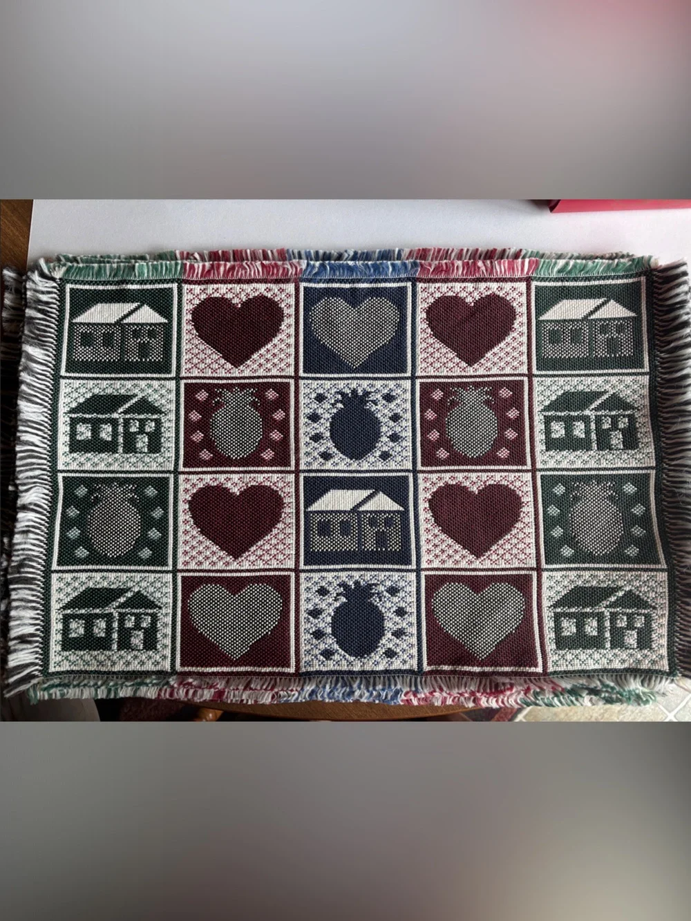 Woven Heart & Home Pattern Place Mats (6) - Multicolor